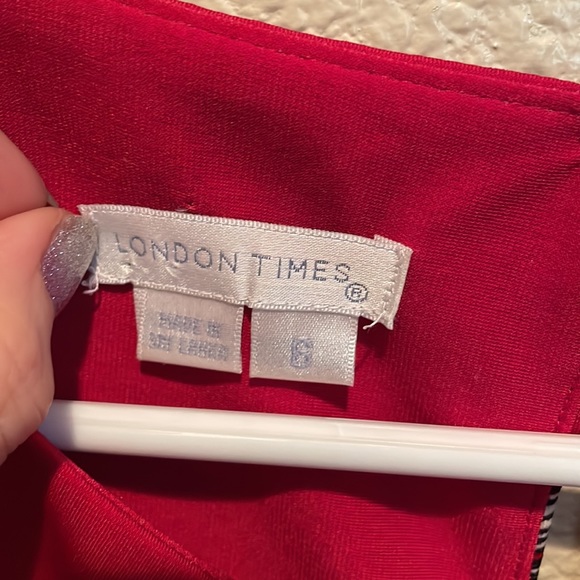 London Times sleeveless red/white/black dress - Picture 3 of 4